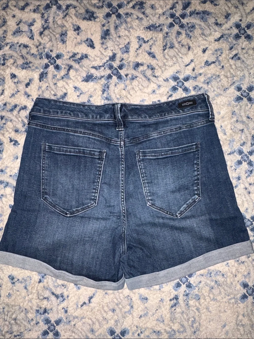 Liverpool Blue Rolled Cuff Denim Shorts